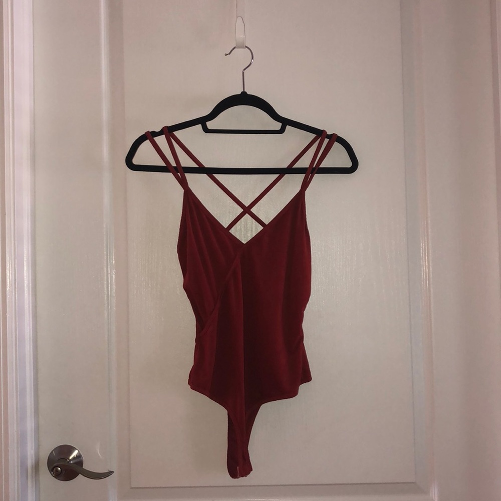 Rust Colored Asymmetrical + Strappy BodySuit